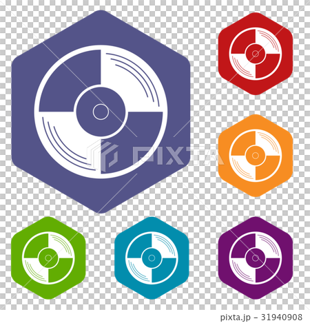 Vinyl record icons set hexagon Vinyl record icons set hexagon 31940908