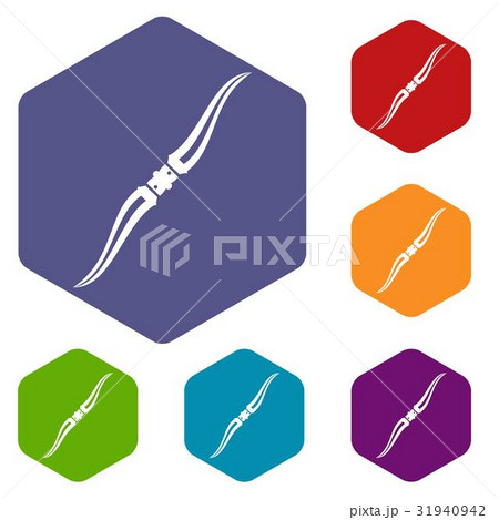 Throwing ninja knife icons set hexagon Throwing ninja knife icons set hexagon 31940942