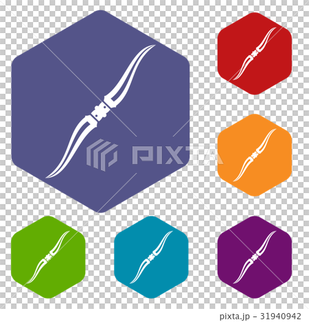 Throwing ninja knife icons set hexagon Throwing ninja knife icons set hexagon 31940942