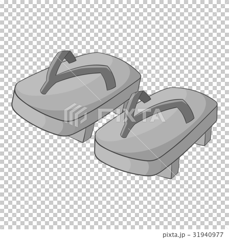 Japanese geta footwear icon monochrome 31940977