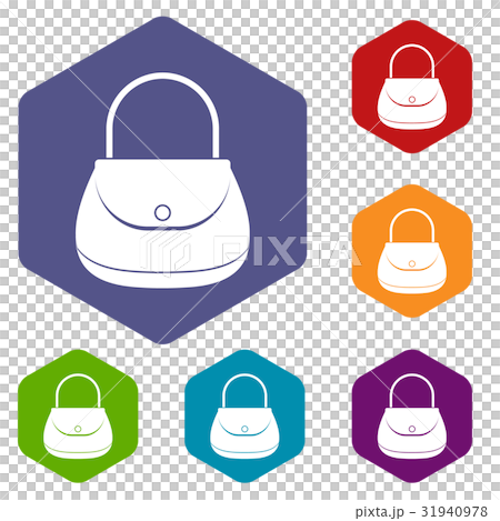 Woman bag icons set hexagon 31940978