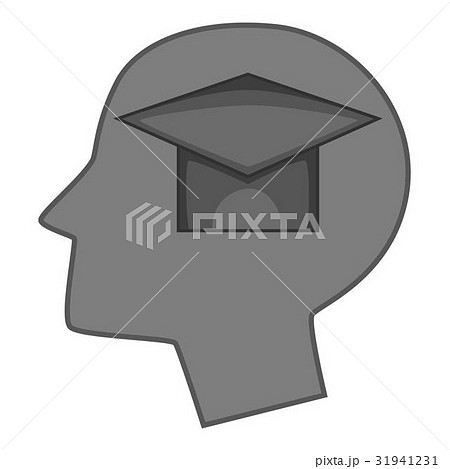 Graduation cap inside human head icon monochrome Graduation cap inside human head icon monochrome 31941231