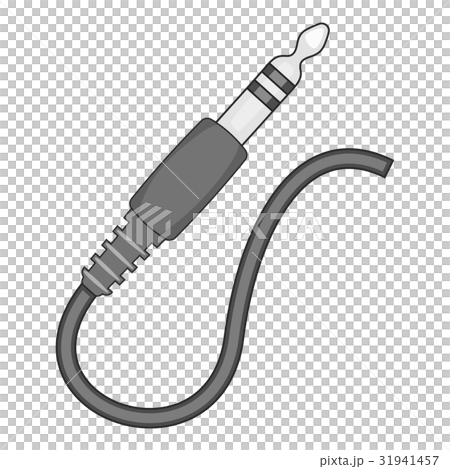 Guitar audio jack with black cable icon monochrome Guitar audio jack with black cable icon monochrome 31941457