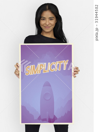 People holding aspiration word quote banner board 31944582
