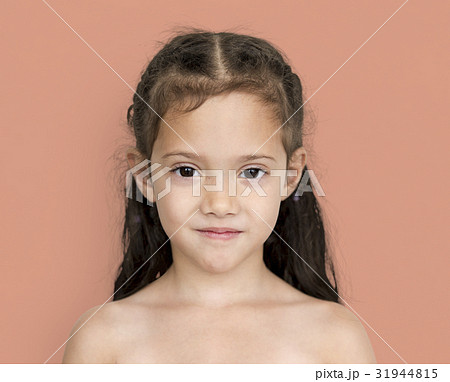 Young asian girl with awkward smile shoulder and head portait 31944815