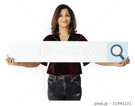 Woman is Holding a Search Sign Woman is Holding a Search Sign 31945221