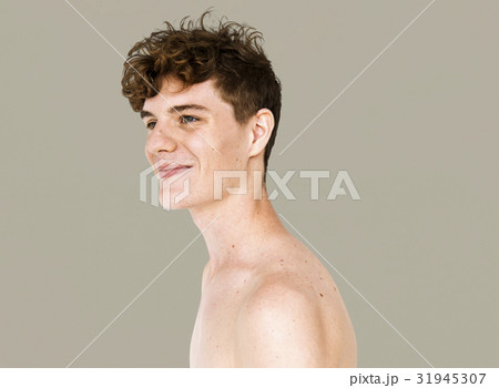Young Adult Man Shirtless Studio Portrait Young Adult Man Shirtless Studio Portrait 31945307