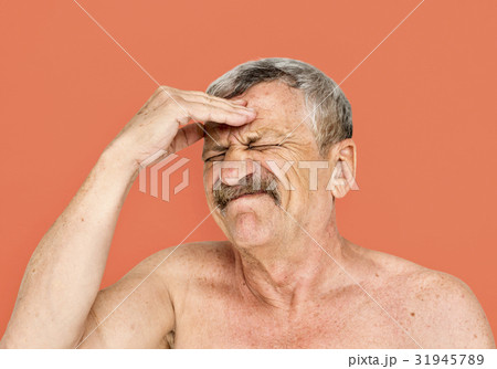 Senior Adult Man Face Expression Feeling Studio Portrait 31945789