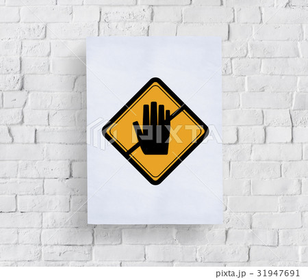 Poison Danger Sign Attention Banner Put in Concrete Wall 31947691