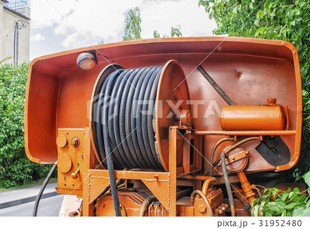 large coil with electric cable on a special car large coil with electric cable on a special car 31952480