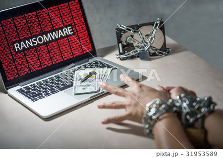 ransomware cyber attack on laptop computer 31953589