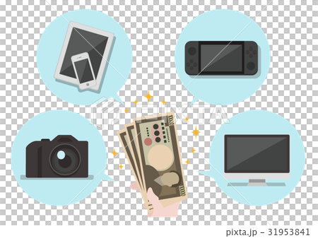 イラスト素材　買取　ガジェット　ゲーム　スマホ　タブレット　カメラ　PC 31953841
