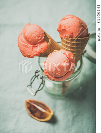 Refreshing summer blood orange ice cream over 31956141