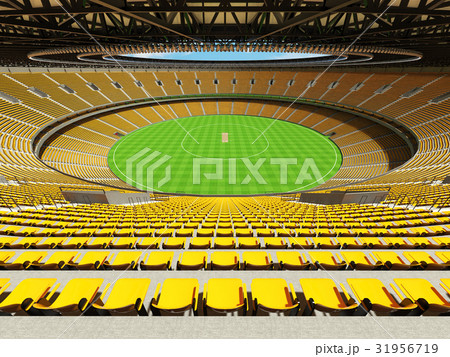 New modern cricket stadium with dark yellow seats New modern cricket stadium with dark yellow seats 31956719