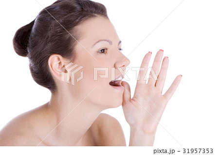 picture of lovely woman whispering gossip news 31957353