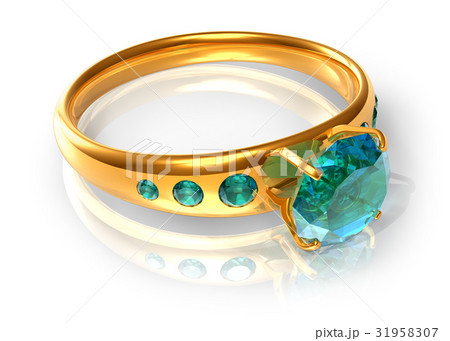 Golden ring with emeralds 31958307