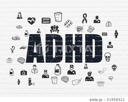 Health concept: ADHD on wall background 31958321