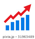Growing bars graphic icon with rising arrow 31963489