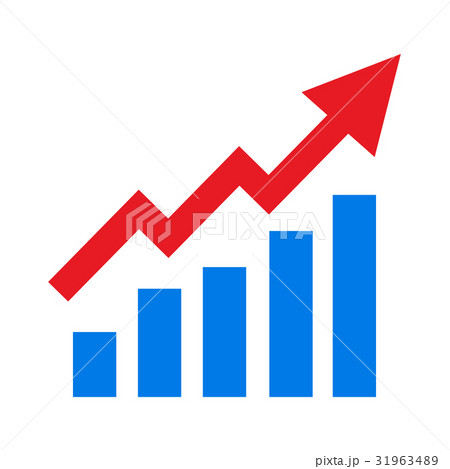 Growing bars graphic icon with rising arrow Growing bars graphic icon with rising arrow 31963489