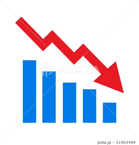 Declining bars graphic icon with declining arrow 31963490