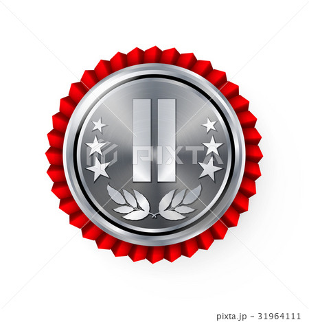 Silver 2st Place Rosette, Badge, Medal Vector Silver 2st Place Rosette, Badge, Medal Vector 31964111