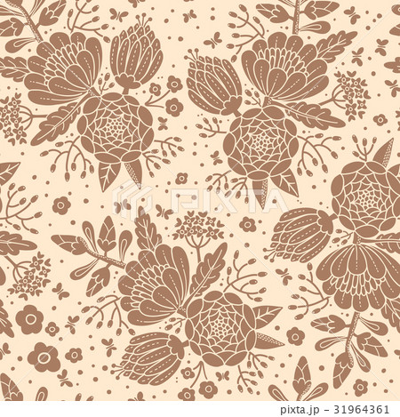 Seamless vintage pattern with decorative flowers. Seamless vintage pattern with decorative flowers. 31964361