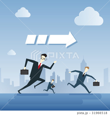 Business People Group Run Team Leader Under Arrow 31966518