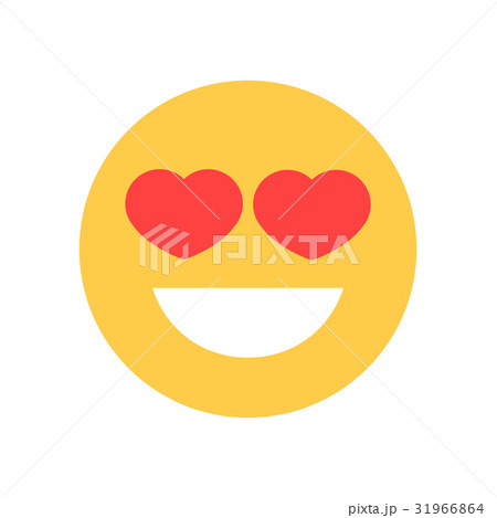 Yellow Smiling Cartoon Face With Heart Shape Eyes 31966864