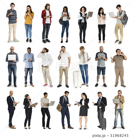 Diverse of People Using Digital Devices Communication Studio Isolated Diverse of People Using Digital Devices Communication Studio Isolated 31968245