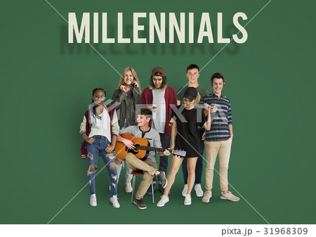 Diversity Millennials People Set Gesture Standing Together Studio Isolated Diversity Millennials People Set Gesture Standing Together Studio Isolated 31968309