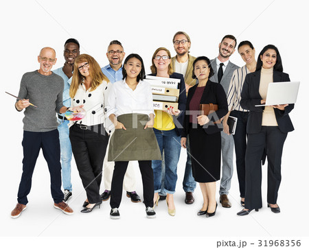 Diverse Career Business People Set Gesture Studio Isolated 31968356