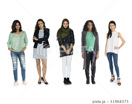 Diversity Women Set Gesture Standing Together Studio Isolated Diversity Women Set Gesture Standing Together Studio Isolated 31968375