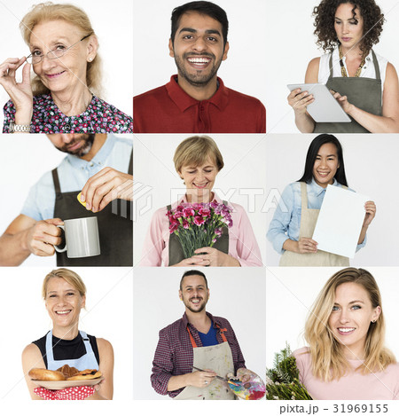 Collages diverse ethnic cheerful people 31969155