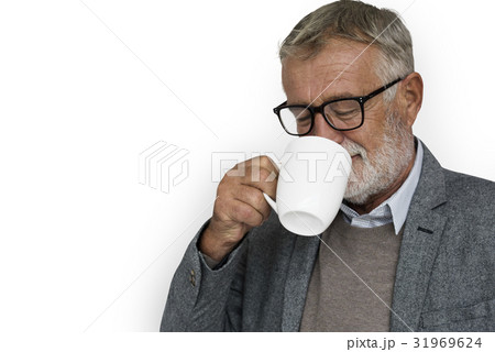 Caucasian Old Mature Drinking Coffee 31969624