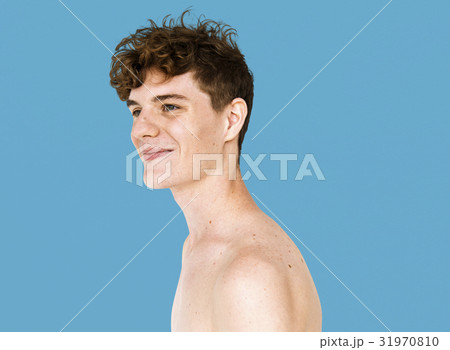 Young Adult Man Shirtless Studio Portrait Young Adult Man Shirtless Studio Portrait 31970810