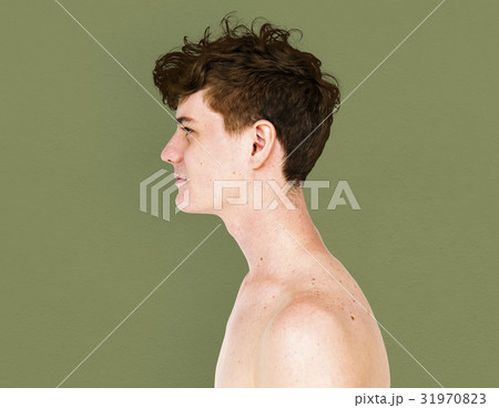 Young Adult Man with Serene Face Studio Portrait Young Adult Man with Serene Face Studio Portrait 31970823