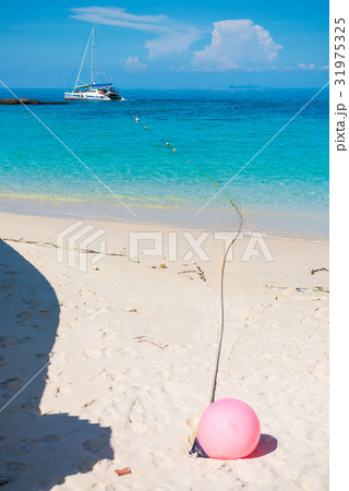 pink buoy on sand at Mai Ton island Phuket 31975325
