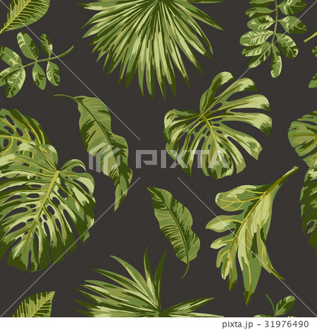 Seamless exotic pattern with tropical leaves. 31976490