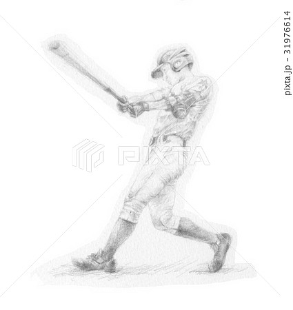 野球バッター 手書きイラストのイラスト素材
