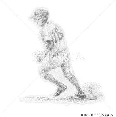 野球ランナーイラスト 手書きイラストのイラスト素材 31976615 Pixta