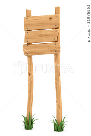 3d rendering of a wooden post with three square 31976963