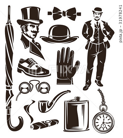 Set Of Vintage Gentleman Emblems Labels のイラスト素材