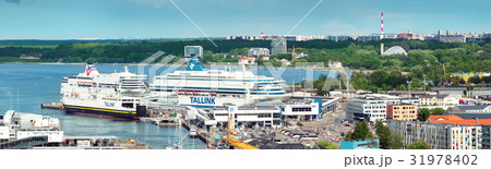 Port in the center of Tallinn with ferries 31978402