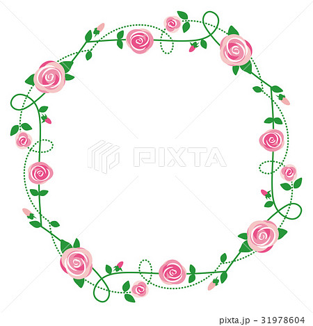 ピンクのバラのフレーム Pink Roses Decoration Frameのイラスト素材