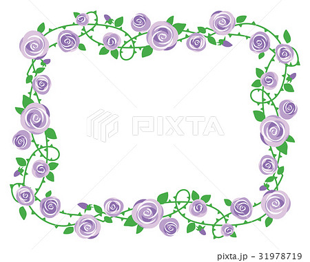 紫のバラのフレーム Light Purple Roses Decoration Frameのイラスト素材