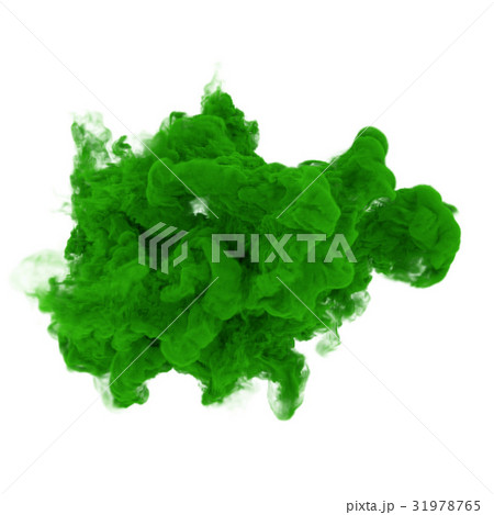green ink in water on isolated white in 3D render 31978765