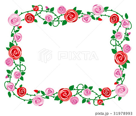 バラのフレーム Pink Roses And Red Roses Decoration Frameのイラスト素材