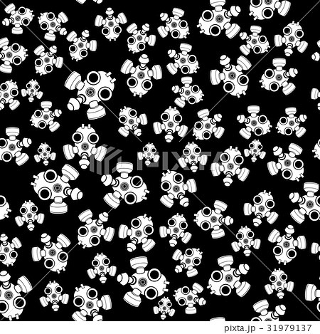 Gas Mask Silhouette Seamless Pattern Gas Mask Silhouette Seamless Pattern 31979137