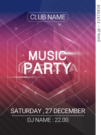 Hexagon Music party EDM sound poster. Electronic Hexagon Music party EDM sound poster. Electronic 31979838