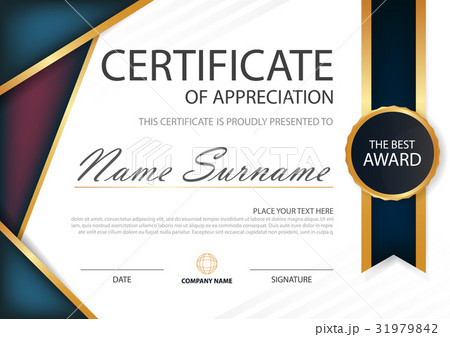 Purple blue Elegance horizontal certificate Vector 31979842